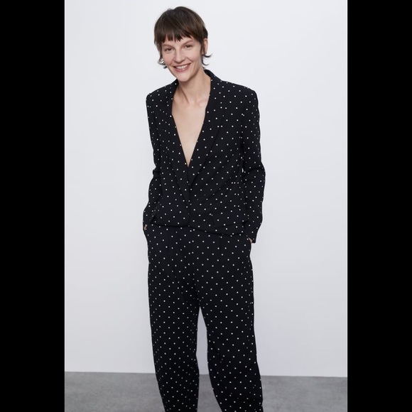 ZARA Polka Dot Blazer and Pants Set - Picture 2 of 16